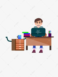 手繪卡通扁平風格男孩玩電腦元素素材——千庫網免費下載指南